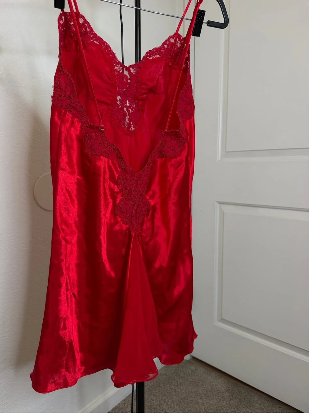 Victoria's Secret Red Satin Lace Chemise